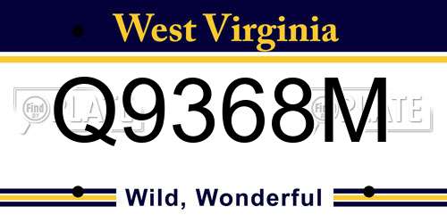 Q9368M West Virginia License Plate