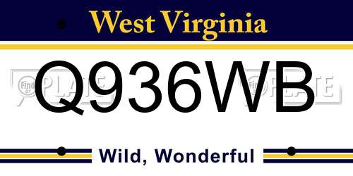 Q936WB West Virginia License Plate
