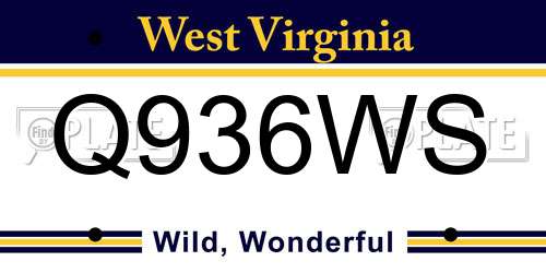 Q936WS West Virginia License Plate