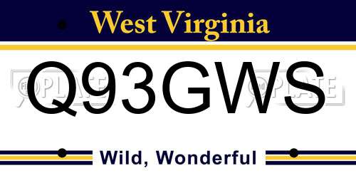 Q93GWS West Virginia License Plate