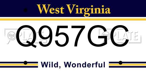 Q957GC West Virginia License Plate