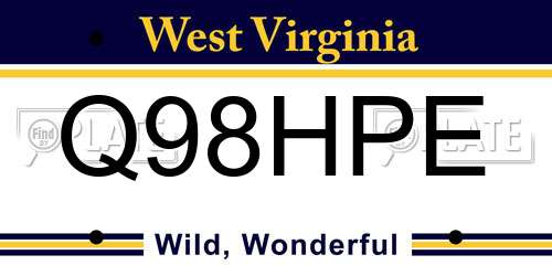 Q98HPE West Virginia License Plate