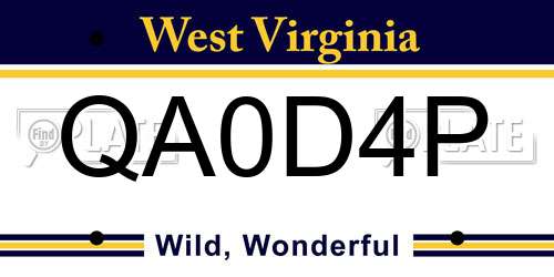 QA0D4P West Virginia License Plate