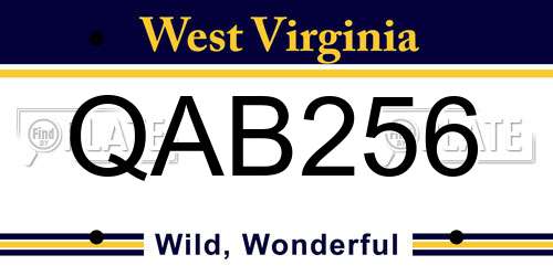 QAB256 West Virginia License Plate