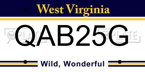 QAB25G West Virginia License Plate