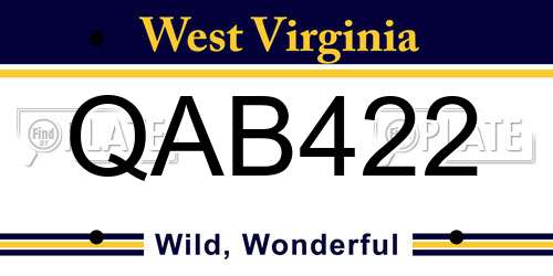 QAB422 West Virginia License Plate
