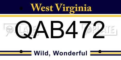 QAB472 West Virginia License Plate