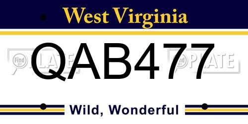 QAB477 West Virginia License Plate