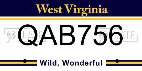 QAB756 West Virginia License Plate