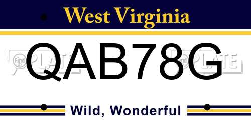 QAB78G West Virginia License Plate
