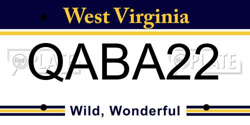 QABA22 West Virginia License Plate