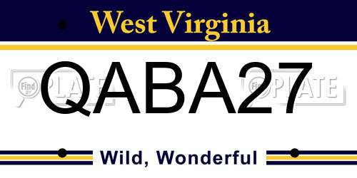 QABA27 West Virginia License Plate