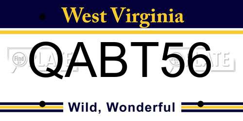 QABT56 West Virginia License Plate