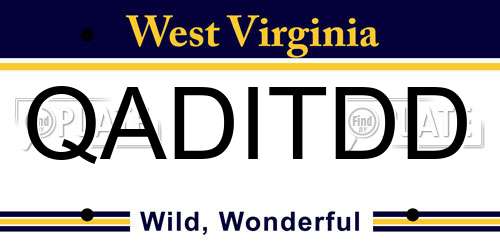 QADITDD West Virginia License Plate