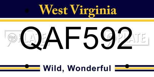 QAF592 West Virginia License Plate