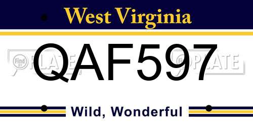 QAF597 West Virginia License Plate