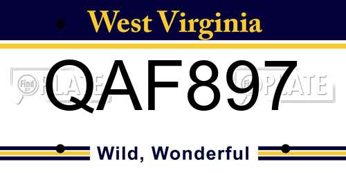 QAF897 West Virginia License Plate