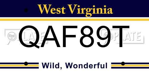 QAF89T West Virginia License Plate