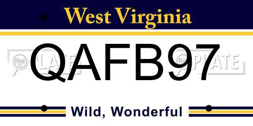 QAFB97 West Virginia License Plate