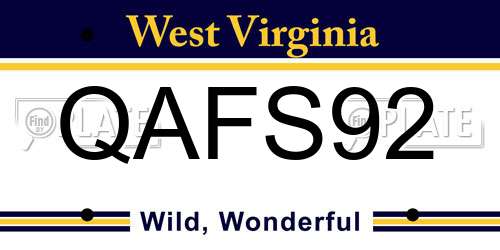 QAFS92 West Virginia License Plate