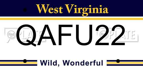 QAFU22 West Virginia License Plate