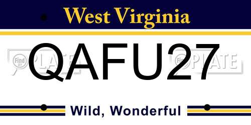 QAFU27 West Virginia License Plate