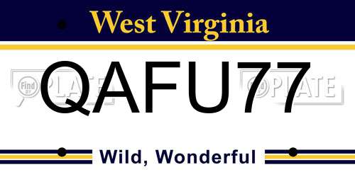 QAFU77 West Virginia License Plate