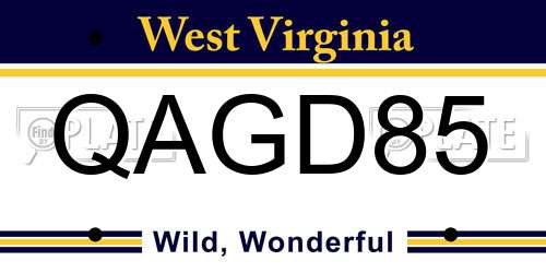 QAGD85 West Virginia License Plate