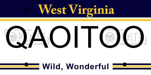 QAOITOO West Virginia License Plate