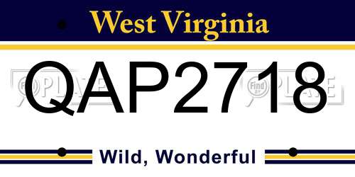 QAP2718 West Virginia License Plate