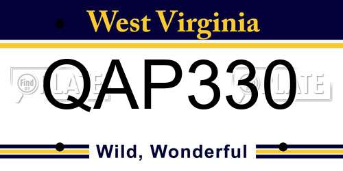 QAP330 West Virginia License Plate