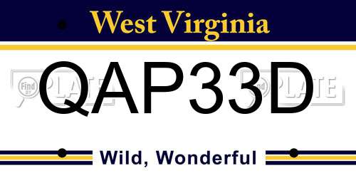 QAP33D West Virginia License Plate