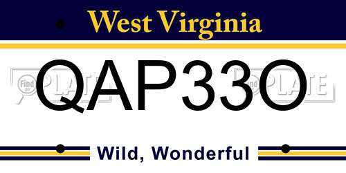 QAP33O West Virginia License Plate