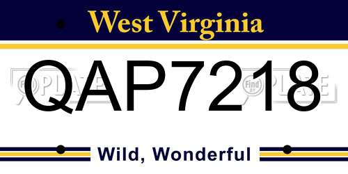 QAP7218 West Virginia License Plate