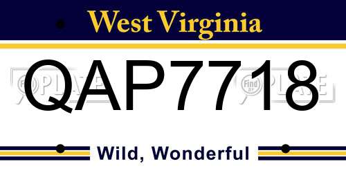 QAP7718 West Virginia License Plate
