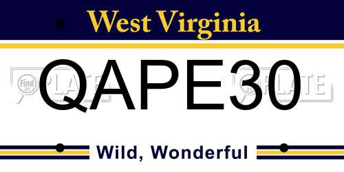 QAPE30 West Virginia License Plate