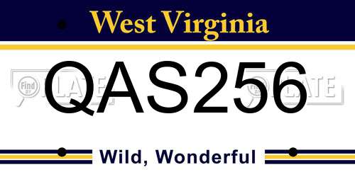 QAS256 West Virginia License Plate