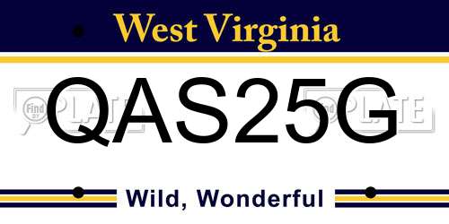 QAS25G West Virginia License Plate