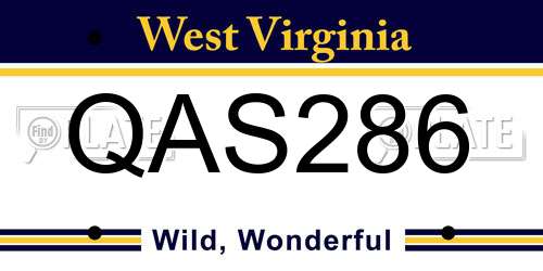 QAS286 West Virginia License Plate