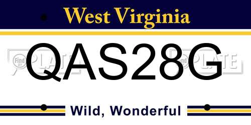 QAS28G West Virginia License Plate