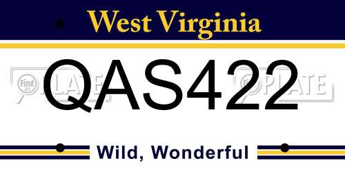 QAS422 West Virginia License Plate