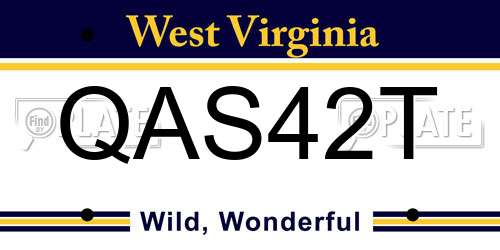 QAS42T West Virginia License Plate