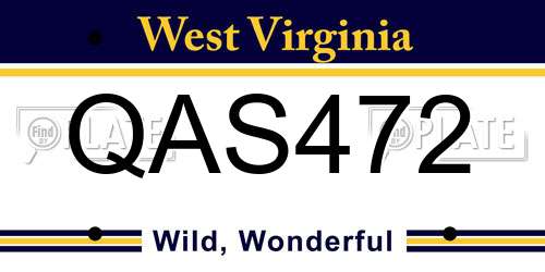 QAS472 West Virginia License Plate