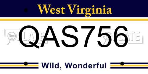 QAS756 West Virginia License Plate
