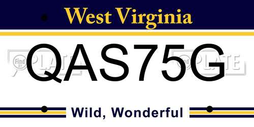 QAS75G West Virginia License Plate
