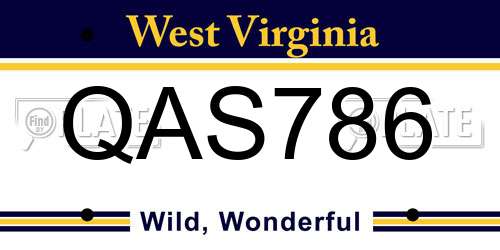 QAS786 West Virginia License Plate