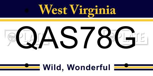 QAS78G West Virginia License Plate