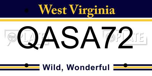 QASA72 West Virginia License Plate