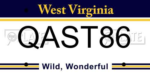 QAST86 West Virginia License Plate