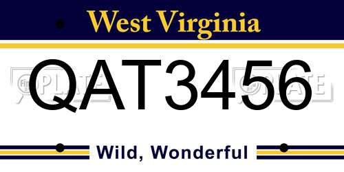 QAT3456 West Virginia License Plate